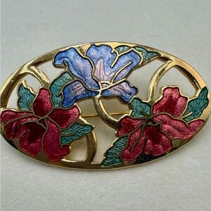 Vintage Cloisonné Large Brooch